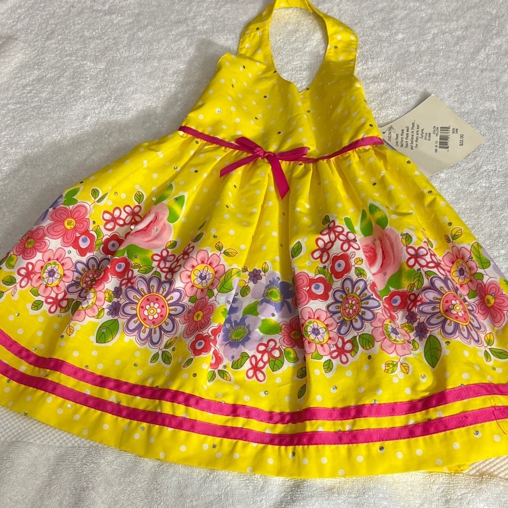 Blueberi Boulevard Yellow Floral Halter Dress - Picture 2 of 5